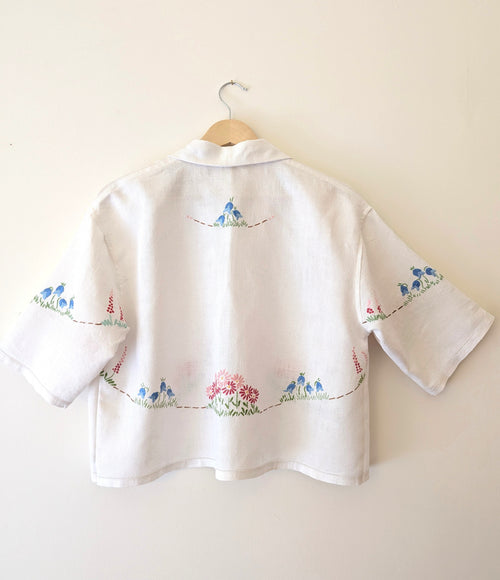 Garden Flowers Soft Linen Shirt Medium