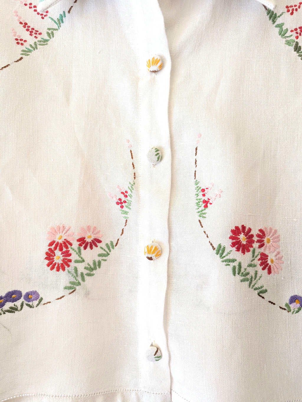Garden Flowers Soft Linen Shirt Medium