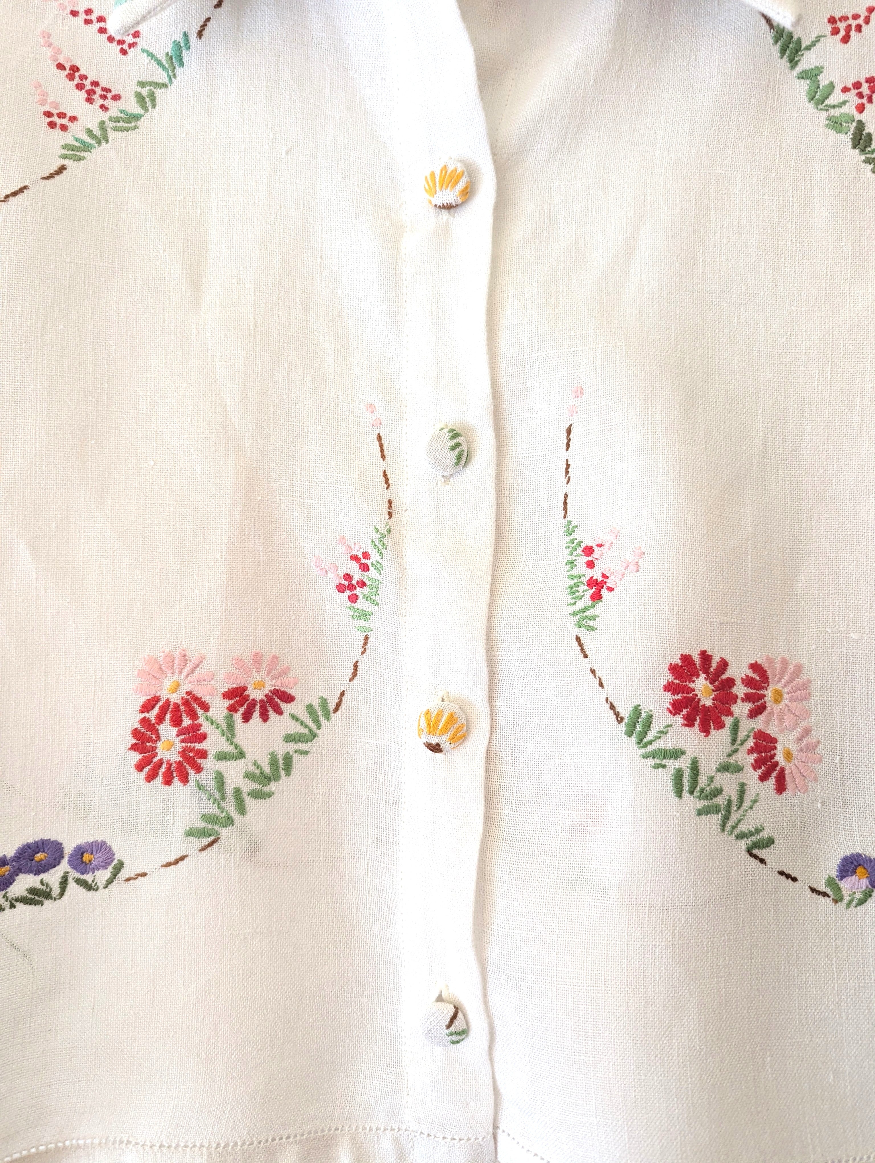 Garden Flowers Soft Linen Shirt Medium