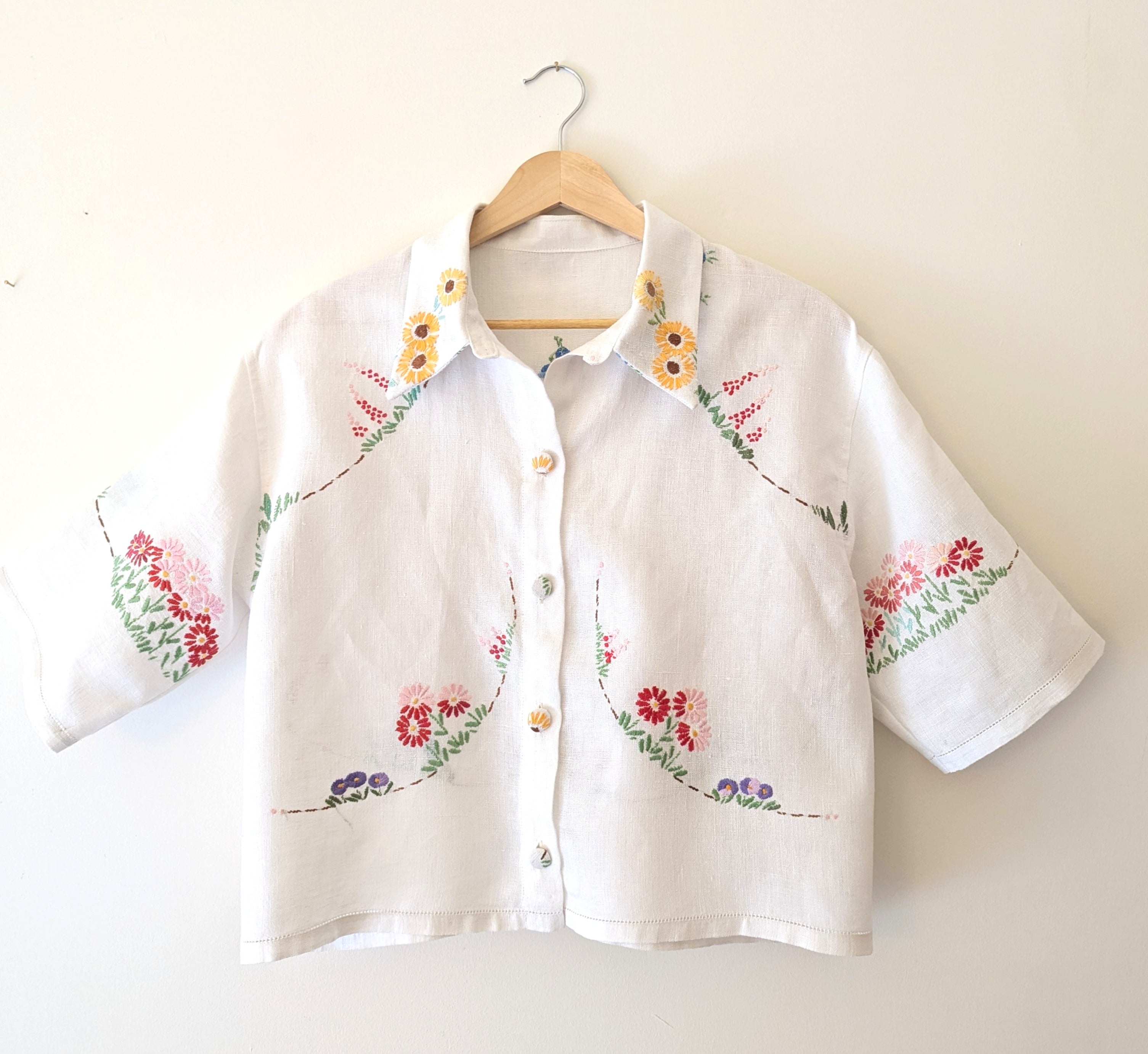 Garden Flowers Soft Linen Shirt Medium