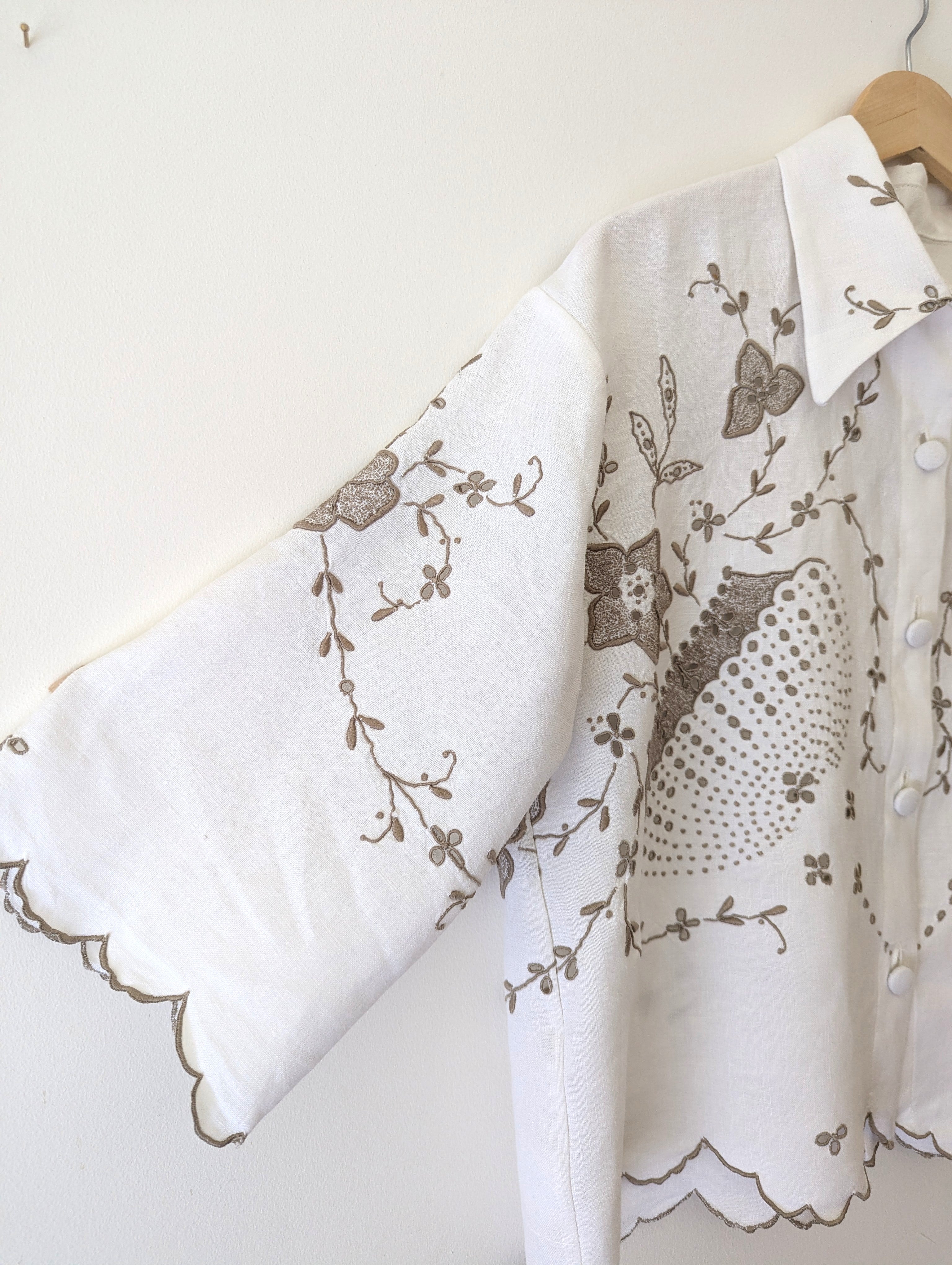 Madeira Vintage Embroidery shirt with Swallow  Medium