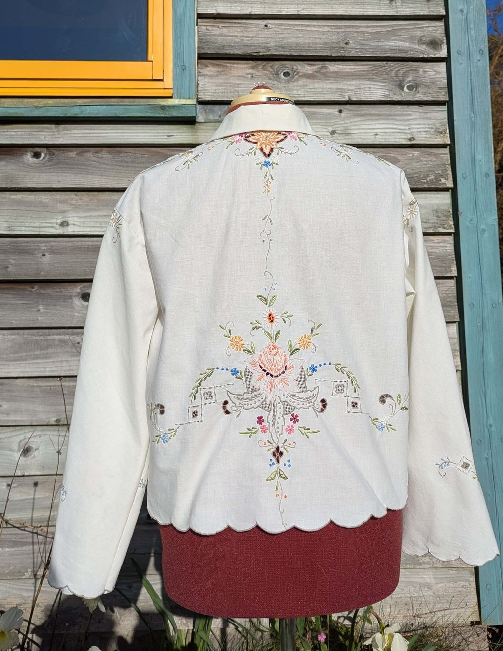Long sleeved cotton embroidered shirt Large