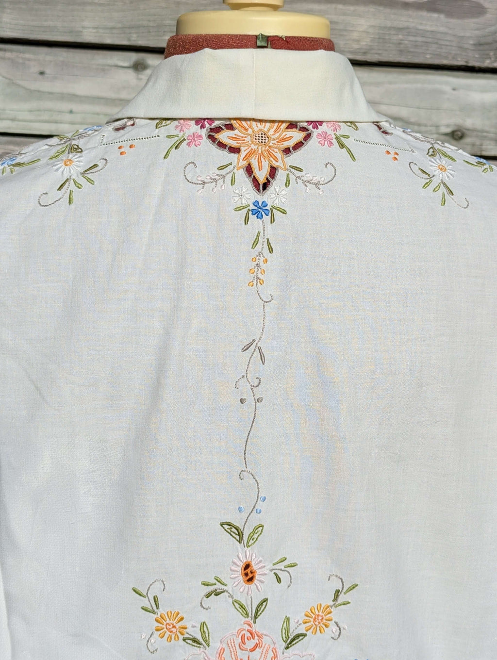 Long sleeved cotton embroidered shirt Large