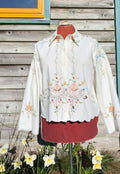 Long sleeved cotton embroidered shirt Large