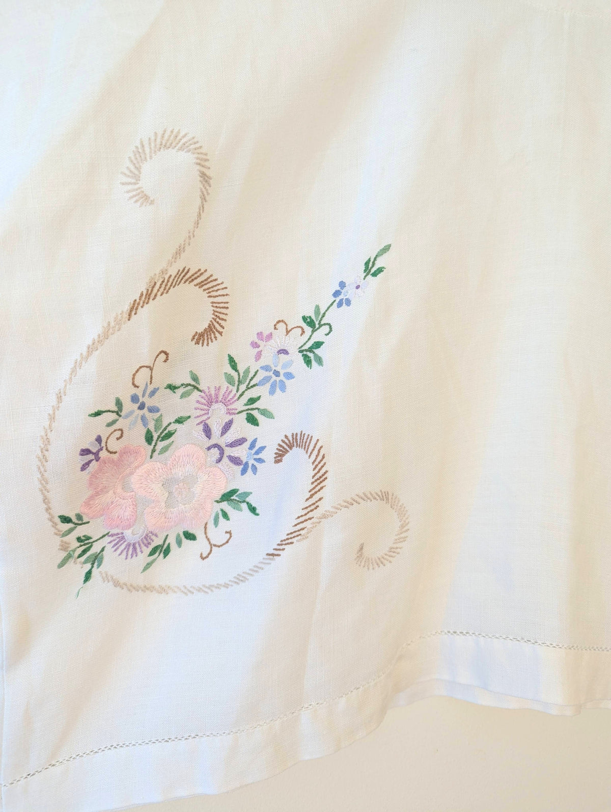 T-shirt Style in Soft Pastel Floral Embroidery - loose fit one size