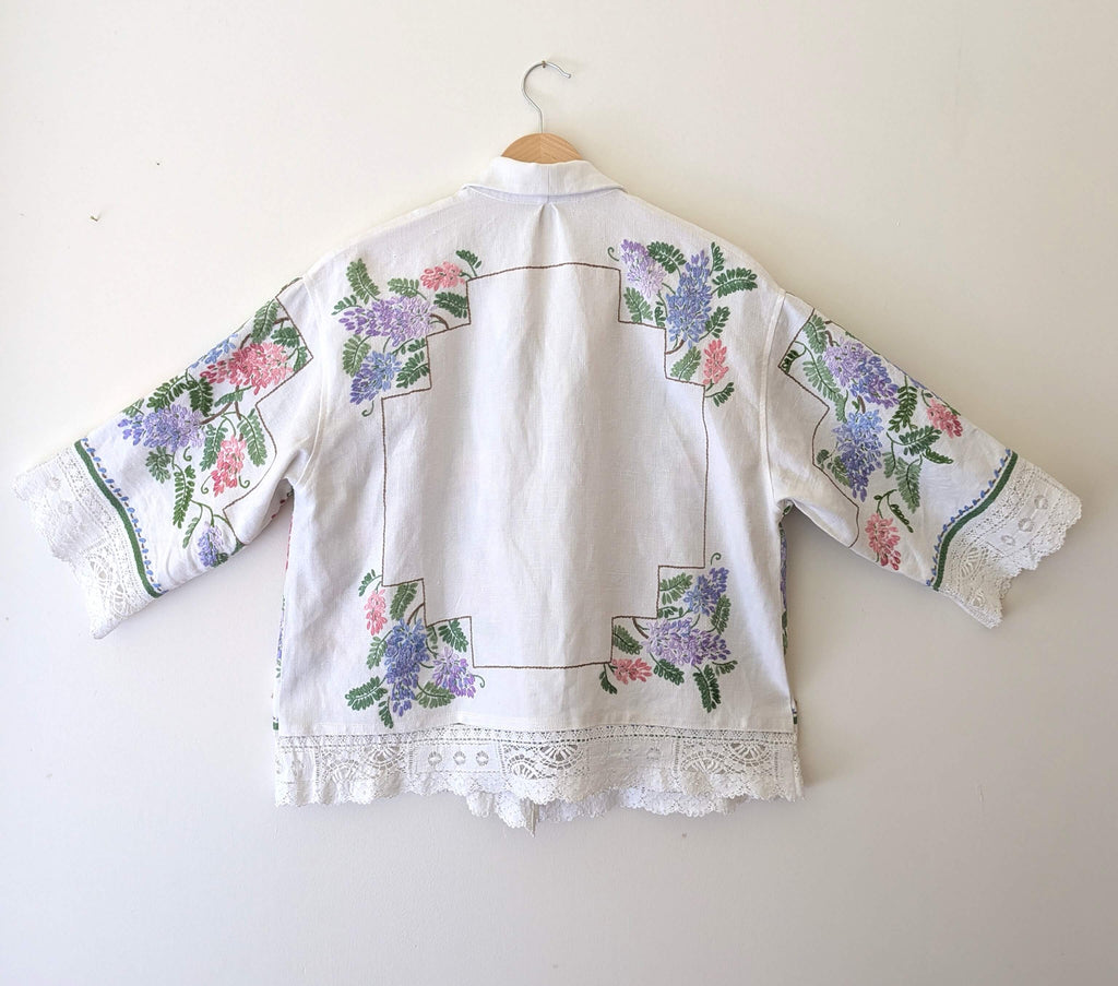 Wisteria Embroidered Linen Shirt Large