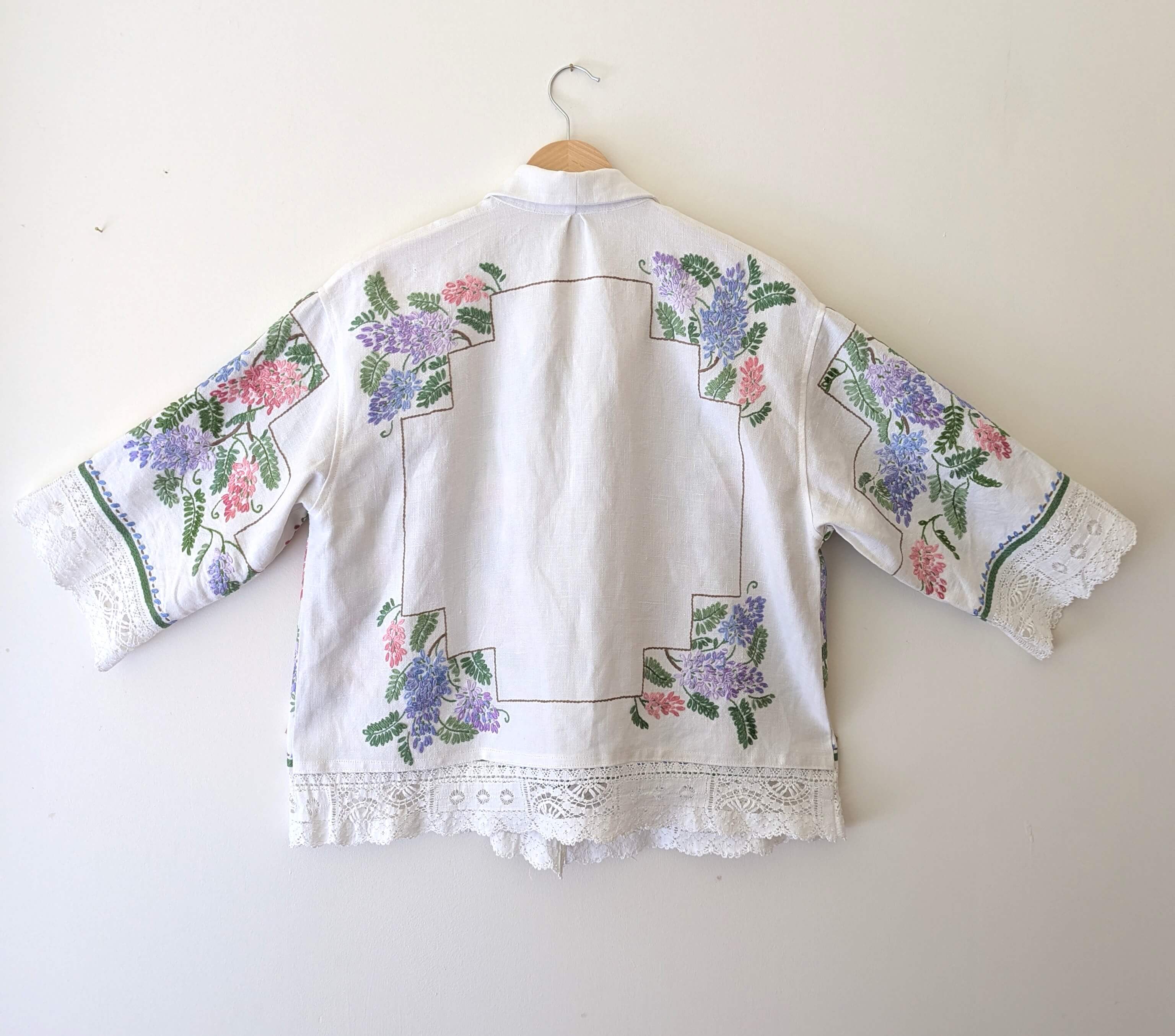 Wisteria Embroidered Linen Shirt Large