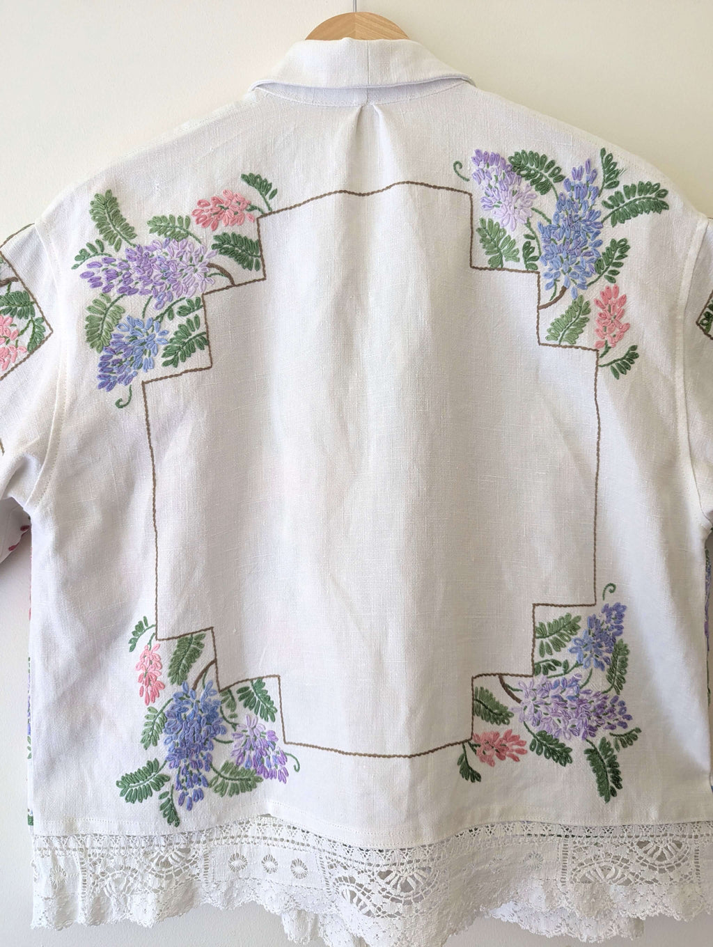 Wisteria Embroidered Linen Shirt Large