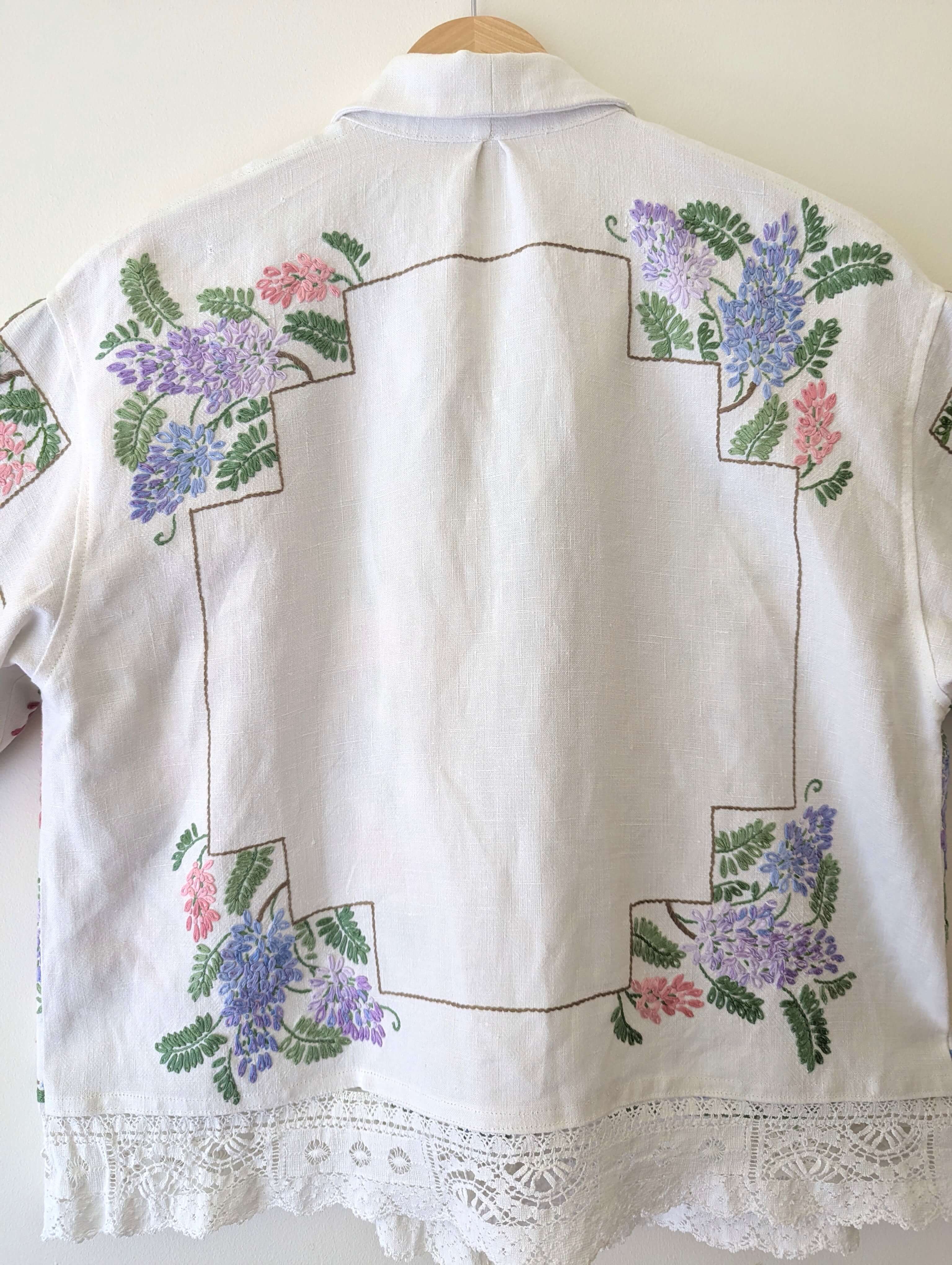 Wisteria Embroidered Linen Shirt Large