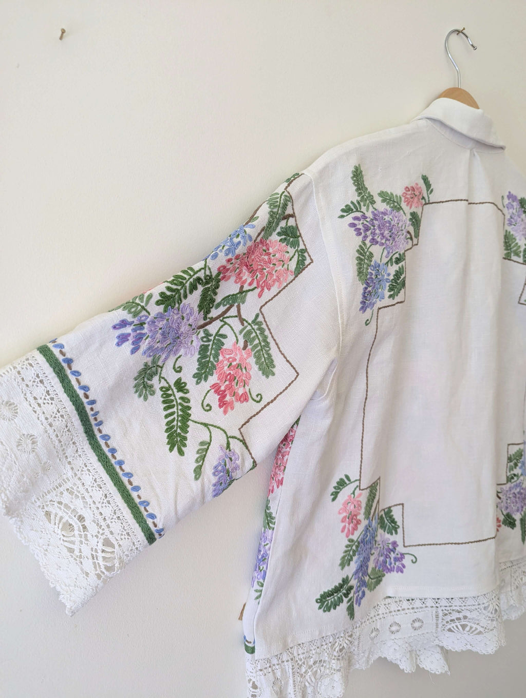 Wisteria Embroidered Linen Shirt Large
