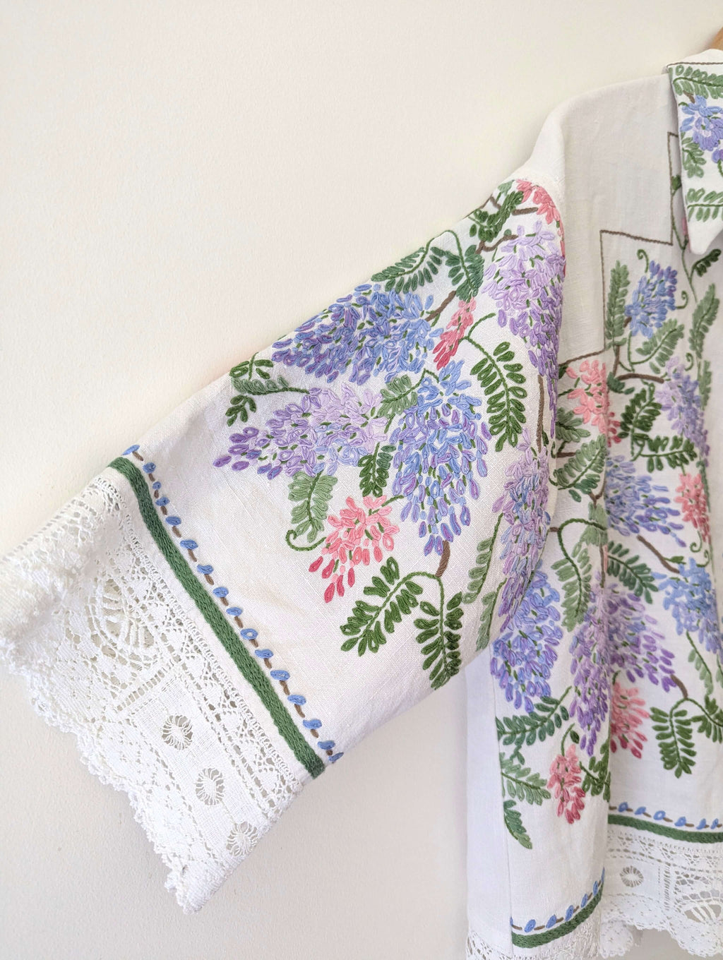 Wisteria Embroidered Linen Shirt Large
