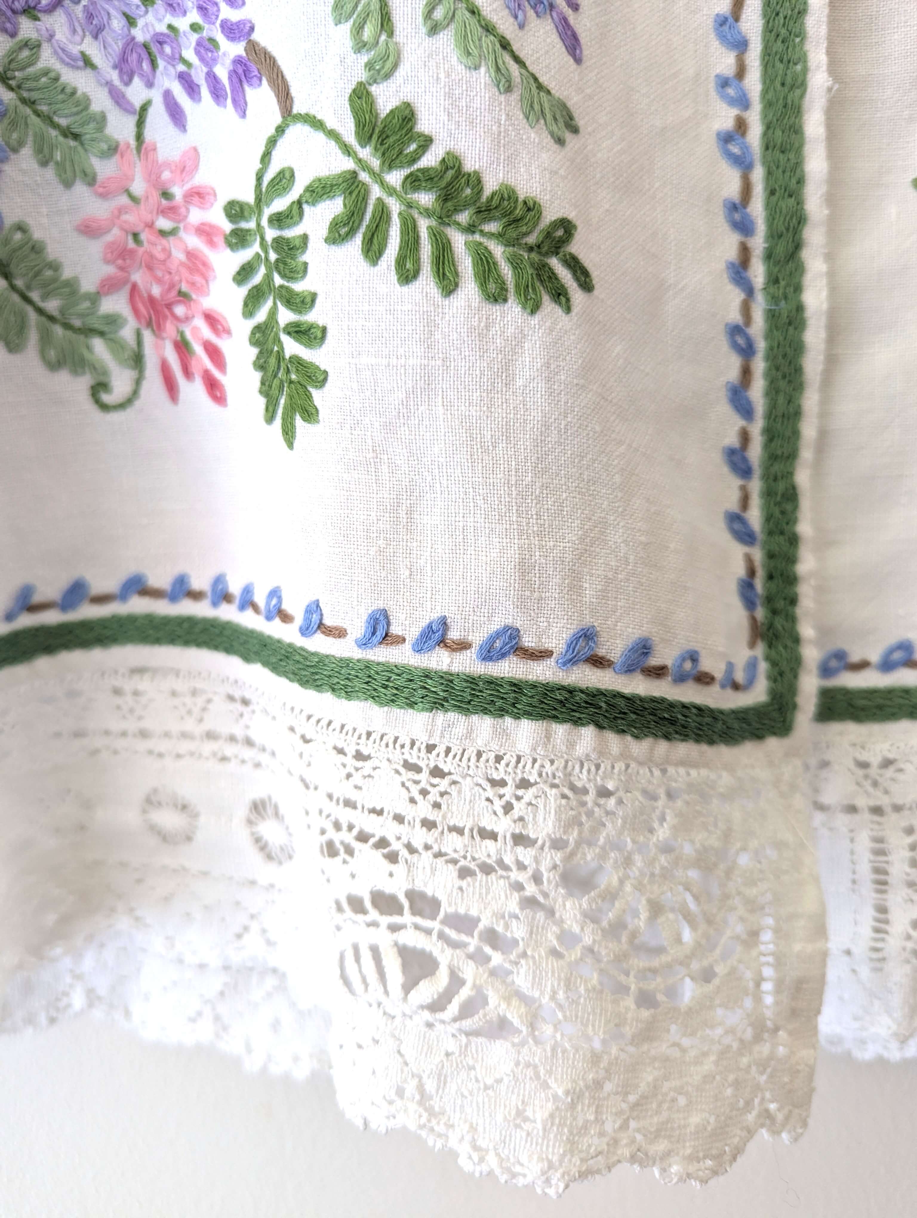 Wisteria Embroidered Linen Shirt Large